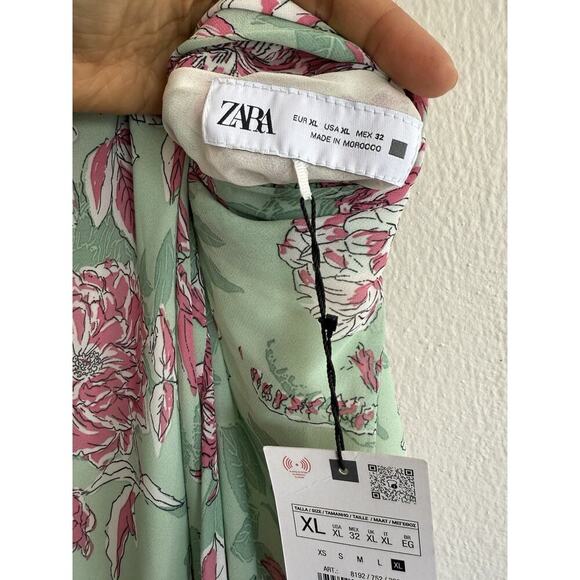 Zara Chiffon Floral Maxi Dress Blogger Fav Wedding Guest Size XL - Picture 6 of 11